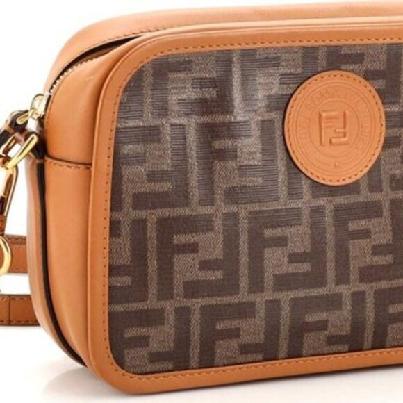 Fendi FF Logo Stamp Camera Bag Zucca Coated Canvas Small - Picture 12 of 14